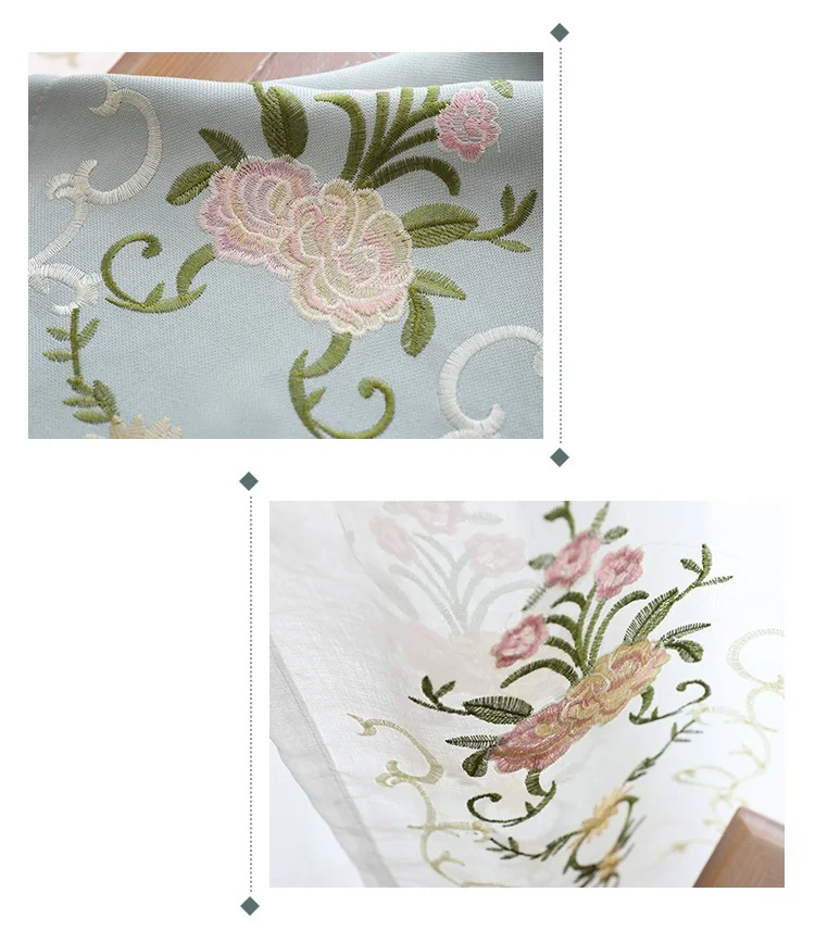 American for Living Room and For Bedroom Balcony Shadin Floor Cotton and Linen Embroidered Atmospheric and Fresh Gauze Curtain