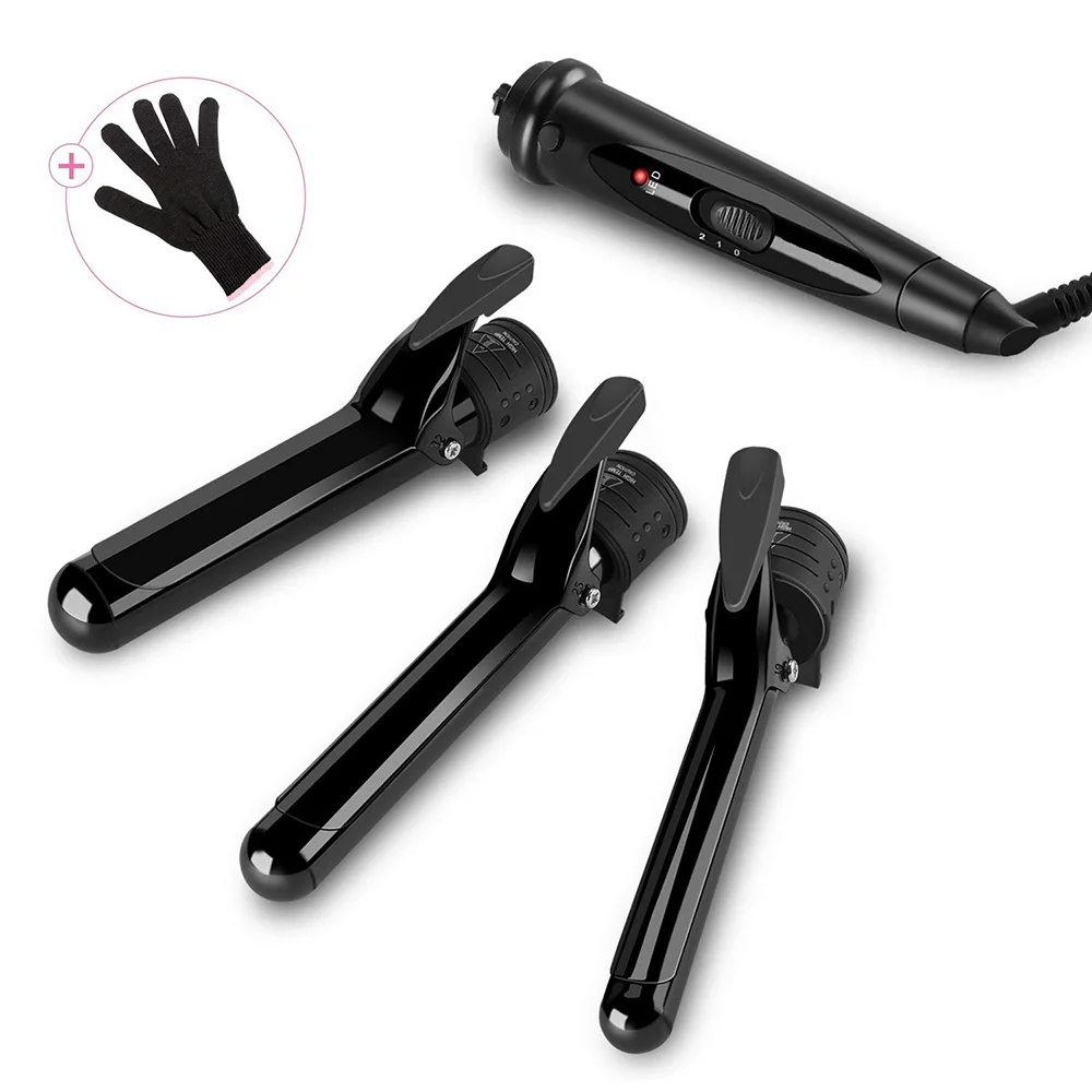 

3 in 1 Curling Wand Professional Curling Iron Wand Set with 3 Interchangeable Hair Curler Ceramic Barrels Salon Curler Irons