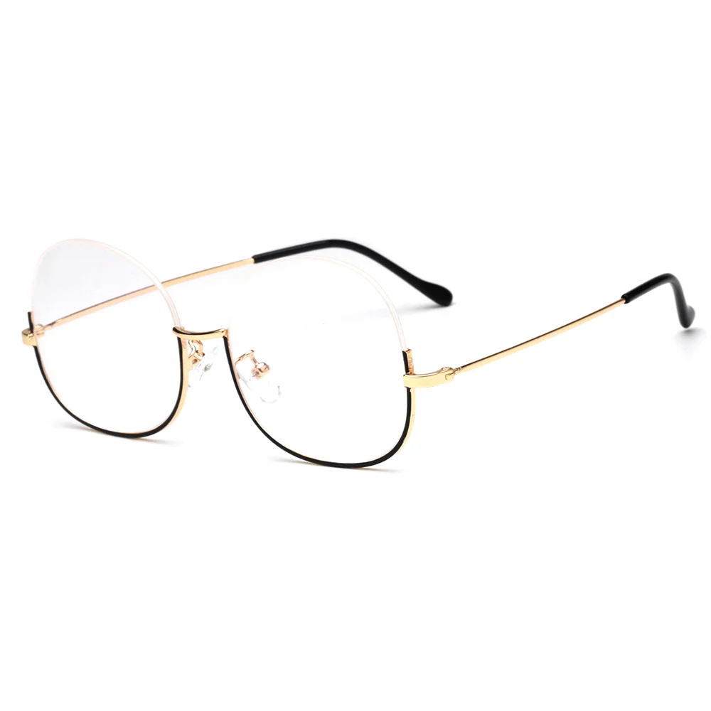

Retro Unisex Half-frame Anti Blue Light Glasses Metal Personality Plain Glasses Women Myopia Eyeglasses Frame Optical Frame
