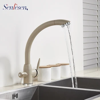 

Senlesen Purified Kitchen Faucet Dual Spout Dual Control Prurification Tap Deck Mount Hot and Cold Water Para Kicthen Sink