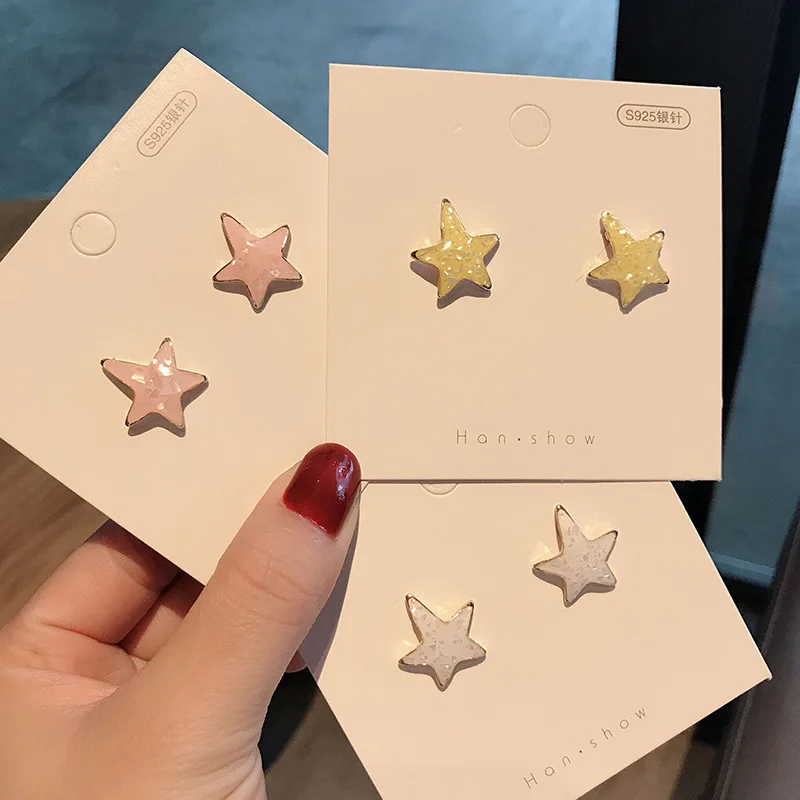 

2019 New Korean Fashion Small Fresh Candy Color Starfish Earrings Simple Sweet Cute Star Earrings Ladies fine Jewelry Girl Gifts