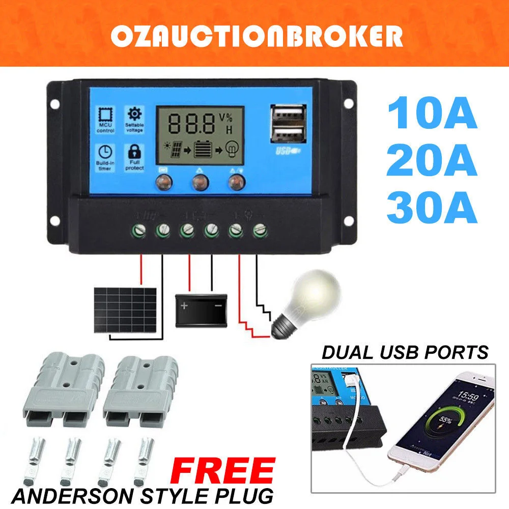 

1 Set Solar Panel Regulator Charge Controller USB Plugs 133*70*34mm High Quality