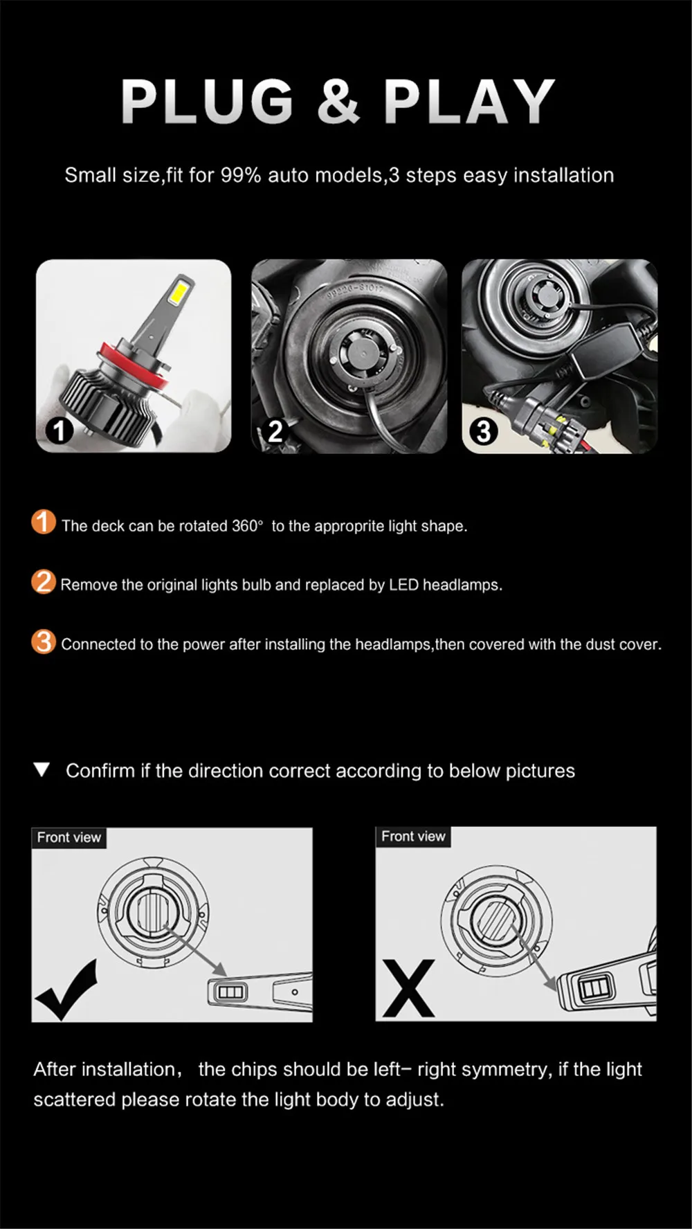 YOTONLIGHT 2 x Canbus H11 H7 Bulb Led Headlights H4 H1 H8 9005 9006 HB3 HB4 Led Lamp 9004 9007 H16 5202 H13 D1 D4 D5 80W 20000LM