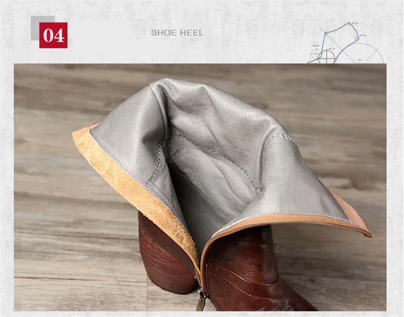 2020 Women Winter Mid-Calf Boots Genuine Leather Handmade Shoes Ladies Fashion Snow Boots Shoes Side Zipper High Heels Warm Boot (21)