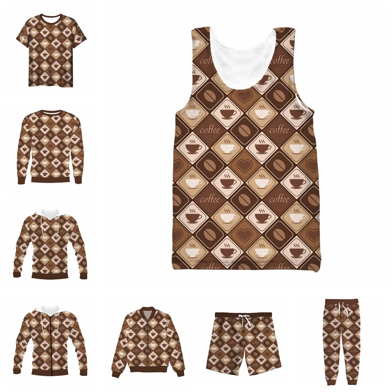 

vitinea New 3D Full Print Coffee T-shirt/Sweatshirt/Zip Hoodies/Thin Jacket/Pants Four Seasons Casual