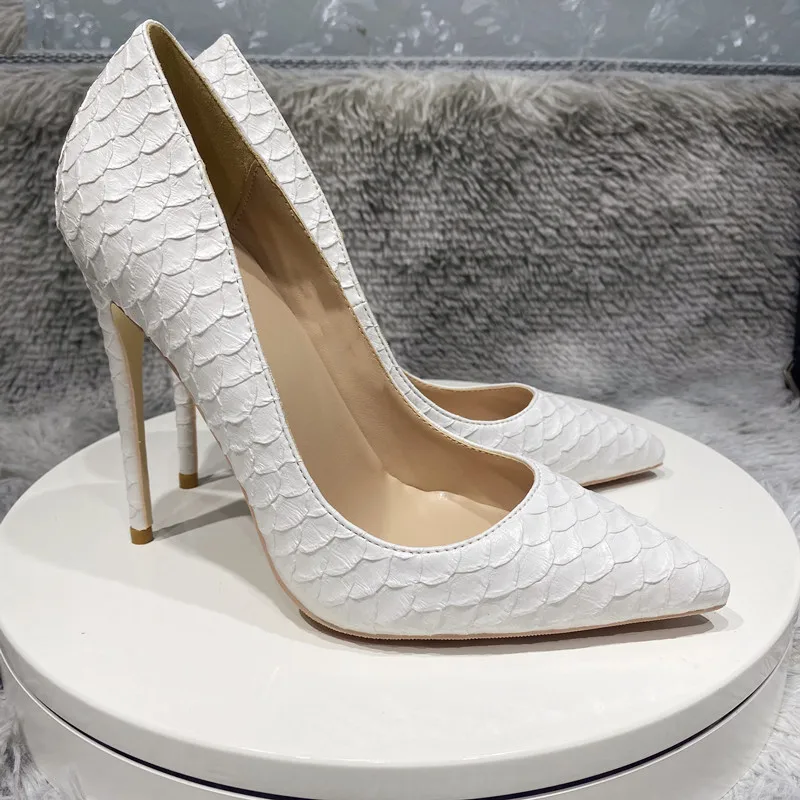 Propio Amedrentador pueblo Noenname_null-women's Fishscale Stilettos, 12cm And 10cm Stilettos,  Pointed, Beautiful, White, Nightclub Shoes, Large 45 - Pumps - AliExpress