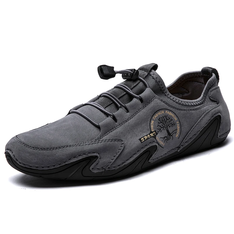 Nuevos zapatos de cuero genuino para hombre, mocasines cómodos para hombres, moda para actividades al aire libre, zapatos casuales con cordones, zapatos de conducción suaves, zapatos planos para hombres 38-48