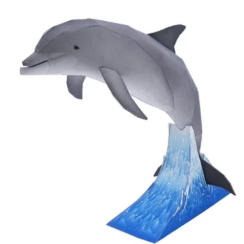 

Bottlenose Dolphin Folding Cutting Mini Cute 3D Paper Model Papercraft Marine Animal Figure DIY Kids Adult Craft Toys QD-098
