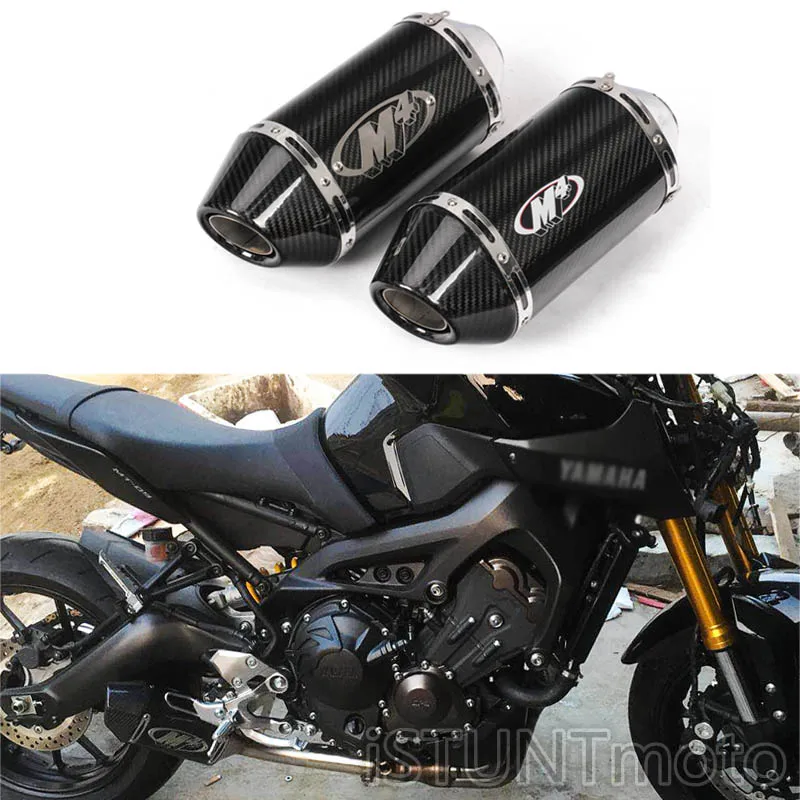 

Universal Motorcycle M4 Exhaust Real Full Carbon Fiber Escape Modified Scooter Slip-On Muffler For MT07 MT09 CBR600F NK400 NK600