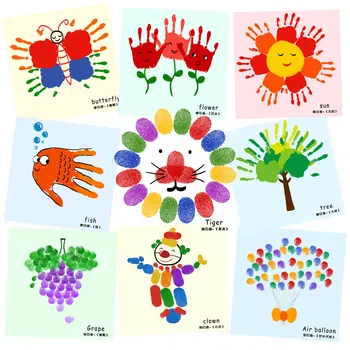 

Children's finger paint pigment washable baby graffiti handprint painting DIY set puzzle hand training painting package
