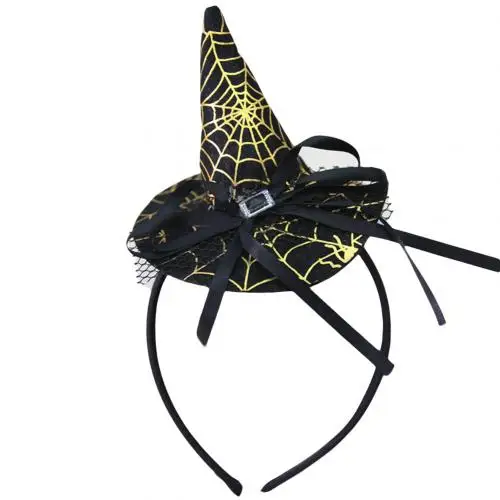 1 шт. шляпы ведьмы маскарадная лента Шляпа Волшебника шляпа ведьмы на Хэллоуин повязка на голову заколка головной убор для косплея вечерние реквизиты - Цвет: Black Net