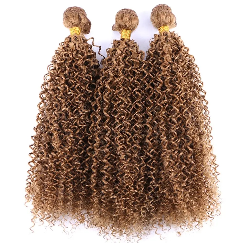 Paquete de pelo rizado afro para mujer, extensiones de cabello sintético de alta temperatura, color puro, 100g/Ud.