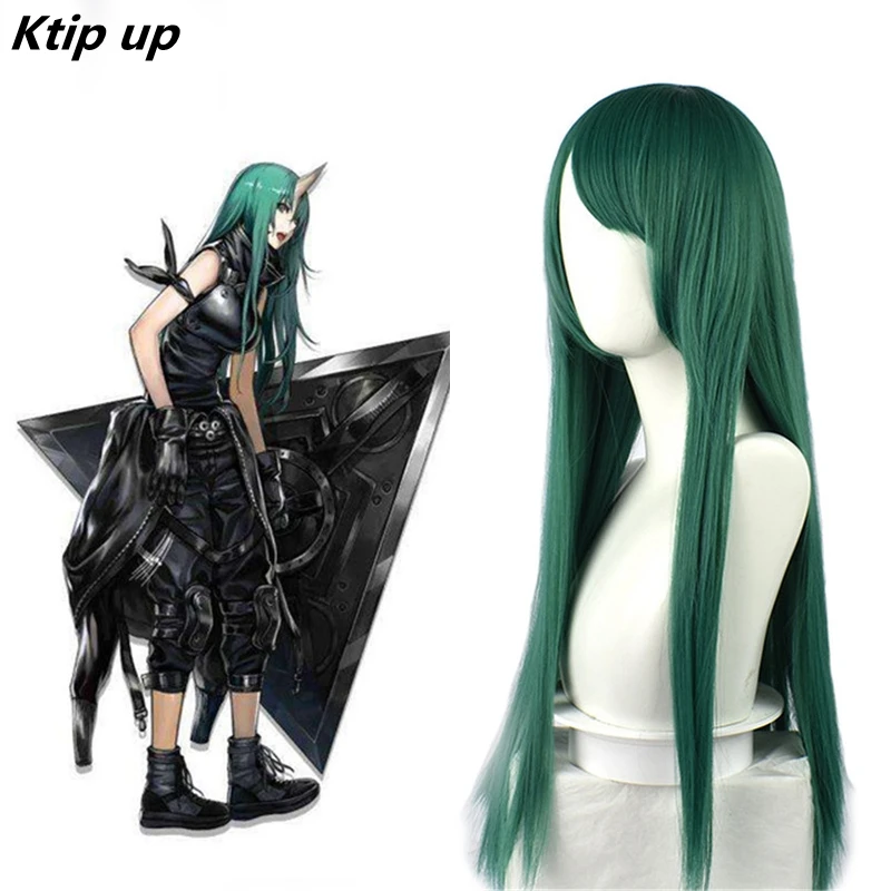

Ktip Up Game Arknights,Hoshiguma Cosplay Wig,Green Long Hair,Cosplay Girl Wig Halloween Green Long Fiber Syntheitc Wig
