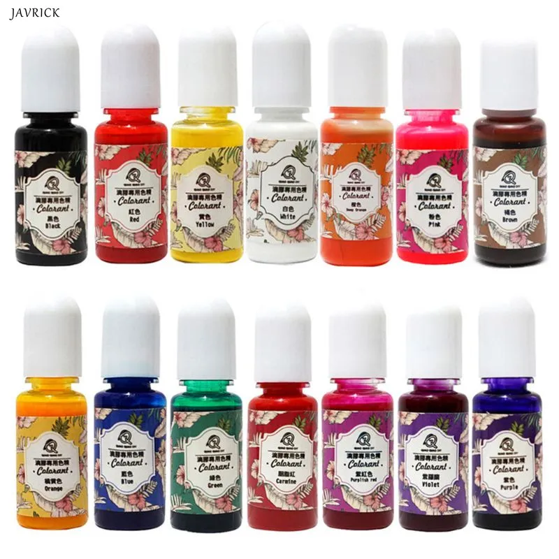 

JAVRICK 14 Pcs/set UV Resin Coloring Pigment DIY Crystal Epoxy High Transparency Oily Dye for Crafts Making Filling