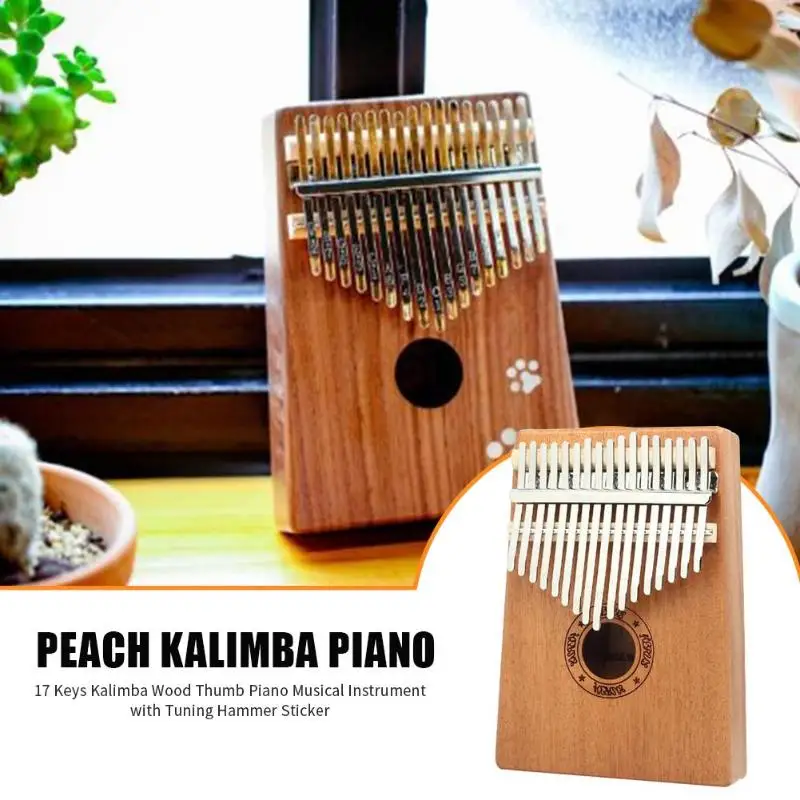 17 клавиш Kalimba дерево красное дерево большой палец Пианино музыкальный инструмент с тюнинг молоток тканевая наклейка Сумка