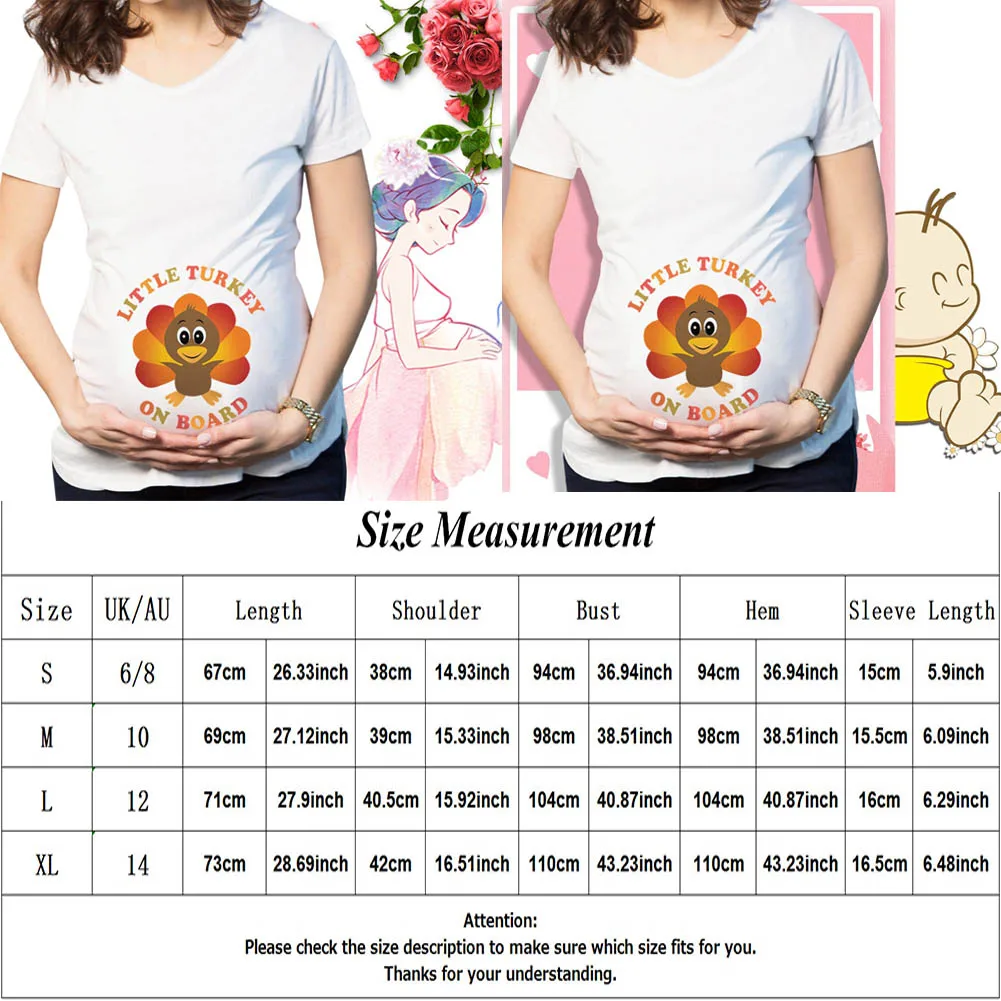 Latest Fashion Print Thanksgiving Pregnant Women T-shirt- White