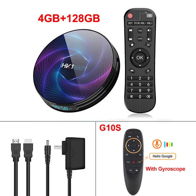 HK1 MAX Plus Rockchip RK3368 Pro Android 9,0 Smart tv Box 4 ГБ 32 ГБ 64 Гб 128 Гб 1080P H.265 4K youtube медиаплеер VS HK1 mini - Цвет: 4G 128G add G10S