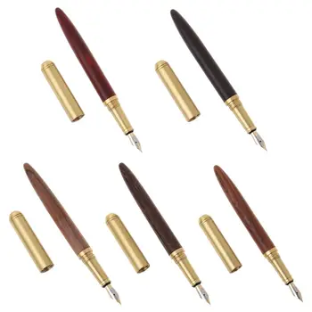

Vintage Luxury Wooden Copper Fountain Signature Pen Fine Nib 0.7mm Writing Tool For Travel Office Business