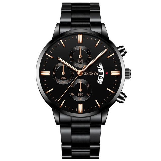 2020 Fashion Trend Men's Stainless Steel Watch Luxury Calendar Quartz Watch Men's Business Casual Watch Black Rose Gold