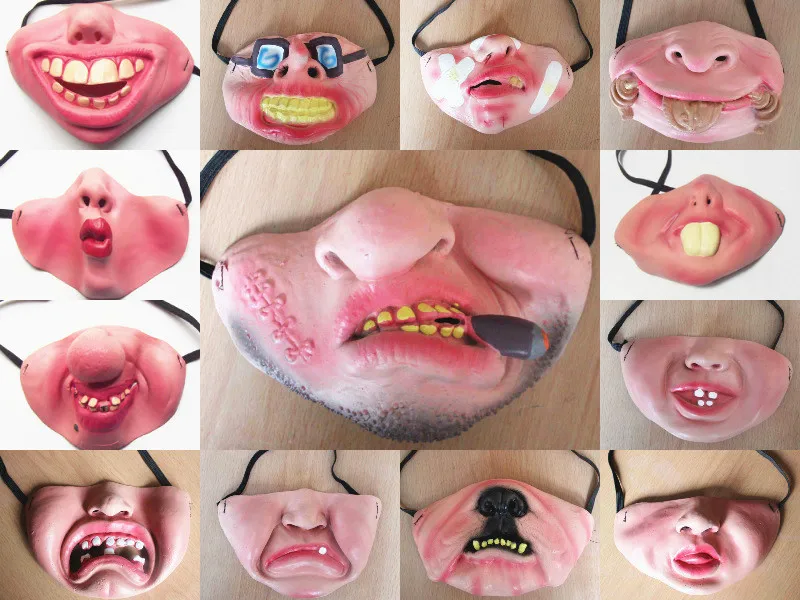 

2019 Funny Adult Party Mask Latex Clown Cosplay Half Face Horrible Scary Masks Masquerade Halloween Party Decor Halloween
