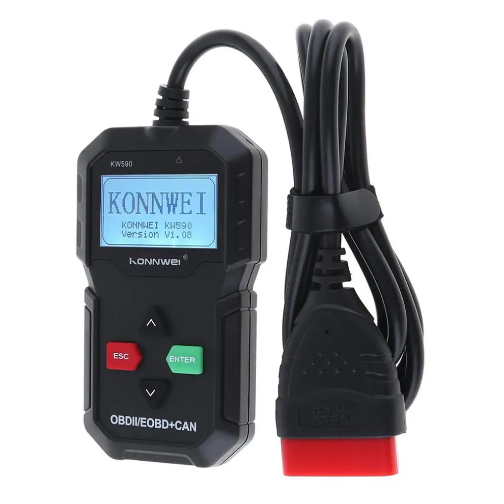 Konnwei KW590 12 В OBDII OBD2 многоязычный Авто сканер автомобильный диагностический инструмент обнаружения Instrumen для 12 В бензинового автомобиля