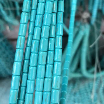 

4x6mm Small Blue/White Created Stone Cylindrical Beads Loose spacer Beads for DIY Jewelry Accessories Necklace Bracelet Beads