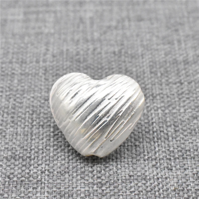 

4pcs of 925 Sterling Silver Shiny Heart Beads 2-sided 3D for Love Bracelet Necklace