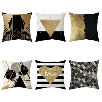 

Home Square Pillow Case Fashion Throw Pillow Case Gold Stamping Sofa Car Waist Cushion Covers