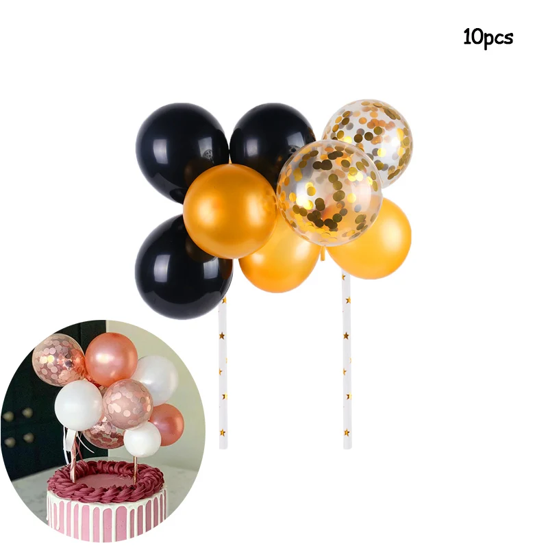 10xballoon topper-E WEIGAO, год, топперы для торта, золотой шар, Топпер, день рождения, вечеринка, Рождество, украшения для выпечки, кекс, обертка, украшение - Цвет: 10xballoon topper-E