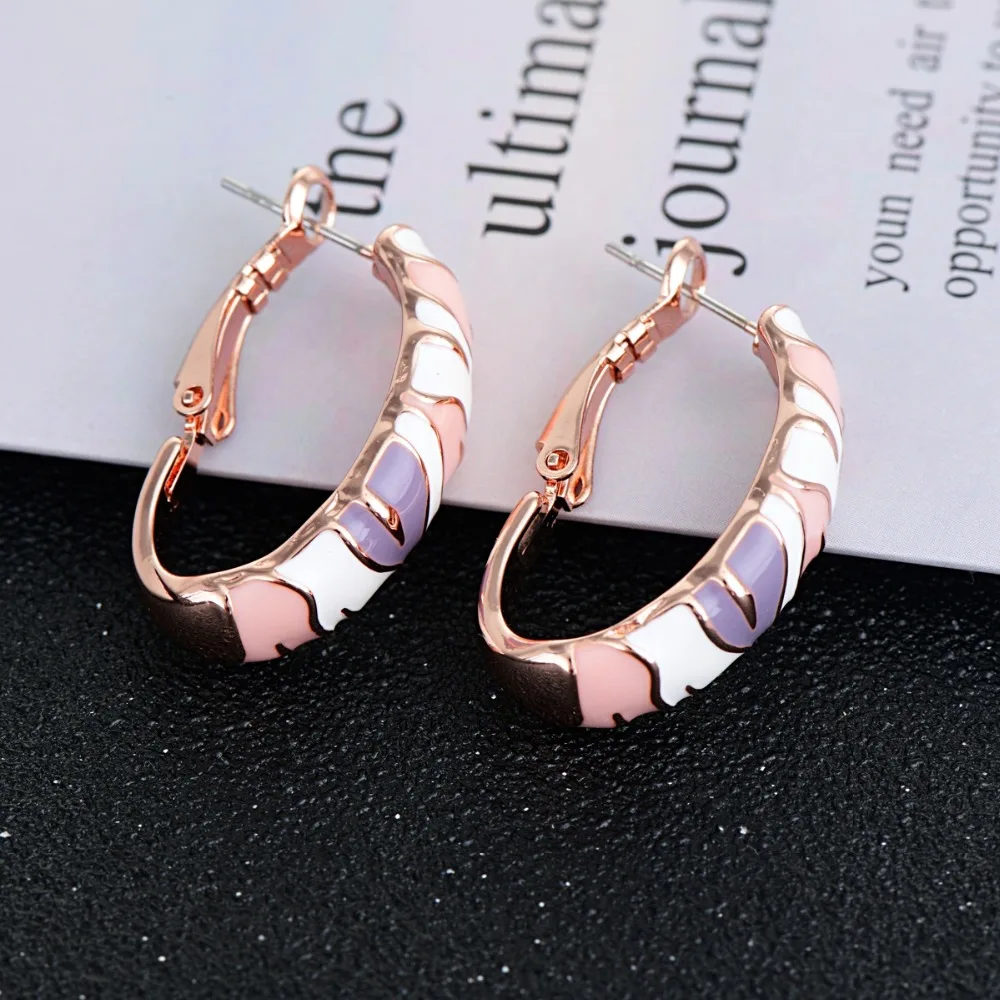 0154895_inexpensive-rose-gold-plated-pink-stud-earrings-from-reliable-manufacturer