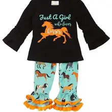 Детский костюм оранжевого цвета с длинными рукавами и рисунком пони для девочек; модный детский плиссированный костюм для девочек с рисунком листьев лотоса
