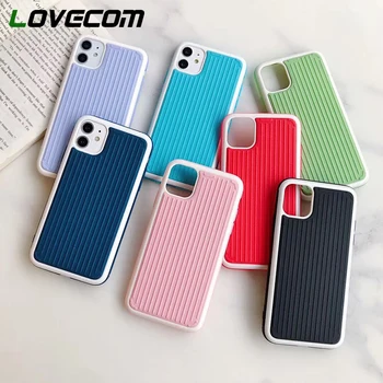 

LOVECOM Solid Color Shockproof Phone Case For iPhone 11 Pro Max XR XS Max 7 8 Plus X Soft Silicon Stripe Phone Back Cover Coque