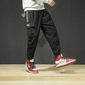 

Men's Casual Loose Trousers Drawstring Elastic Waist Cargo Pants New Fashion Spring Autumn Tactical Pants S-3XL