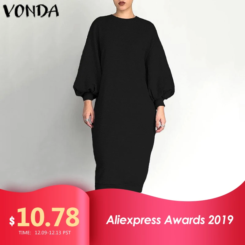 VONDA для женщин осень длинное платье 2021 Модные женские туники рубашка с длинными