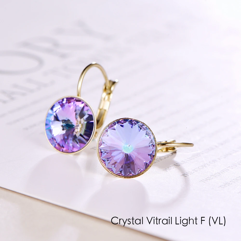 Висячие серьги с кристаллами Swarovski, новые модные висячие серьги, круглые серьги для женщин, элегантные вечерние ювелирные изделия на свадьбу, подарок - Окраска металла: CRYSTAL-VL