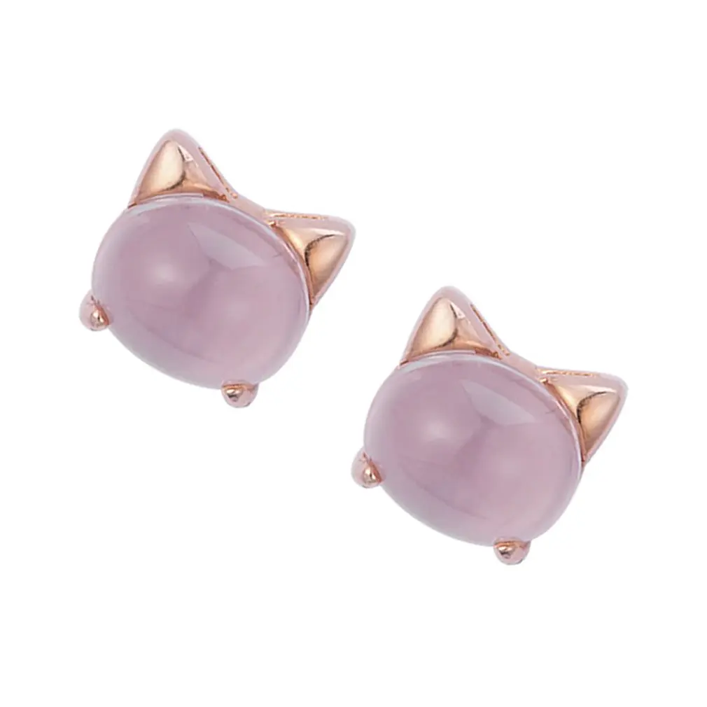 Pink Crystal Cute Cat Earrings Creative Hypoallergenic Earrings Jewelry Birthday Gift For Women