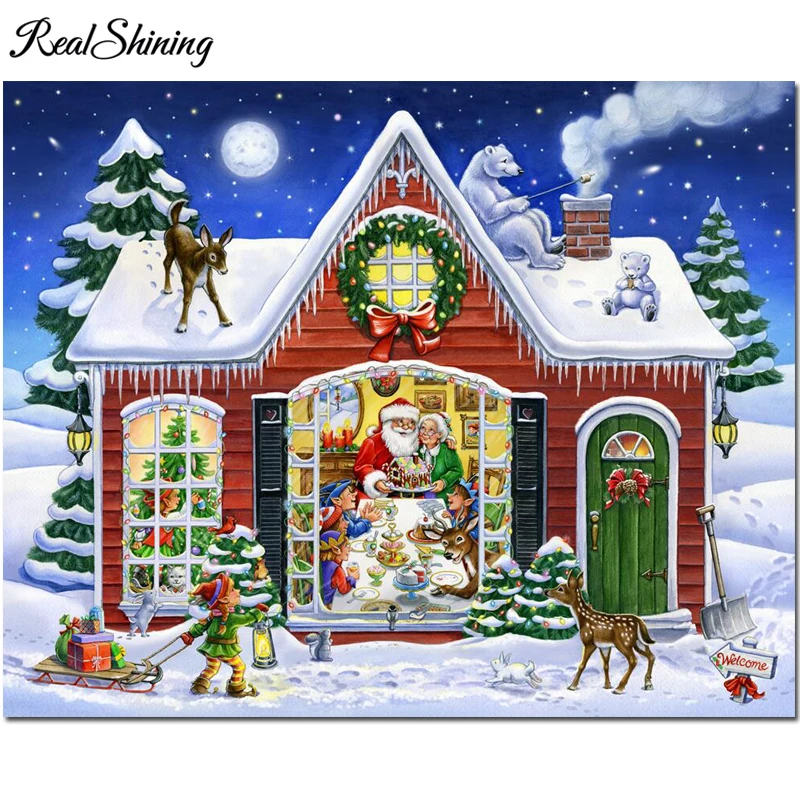 Santa's Night cross stitch diamond painting new year gift mosaic diamond embroidery DIY handmade Sticky resin square drill decor 99