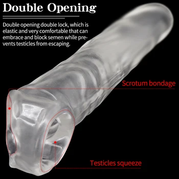 Penis Enlargement Sleeve For Men Reusable Condoms Cock Penis Ring Sleeve Penis Dick Sex Toys Delay Ejaculation Cock Ring Sleeve 3