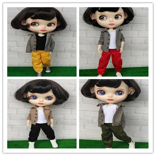 1/6 Комбинезоны для кукол Blyth брюки Blyth клетчатое пальто Blyth одежда(подходит для blyth, azone, ob24, Lai, mmk, ICY, кукла 1/6