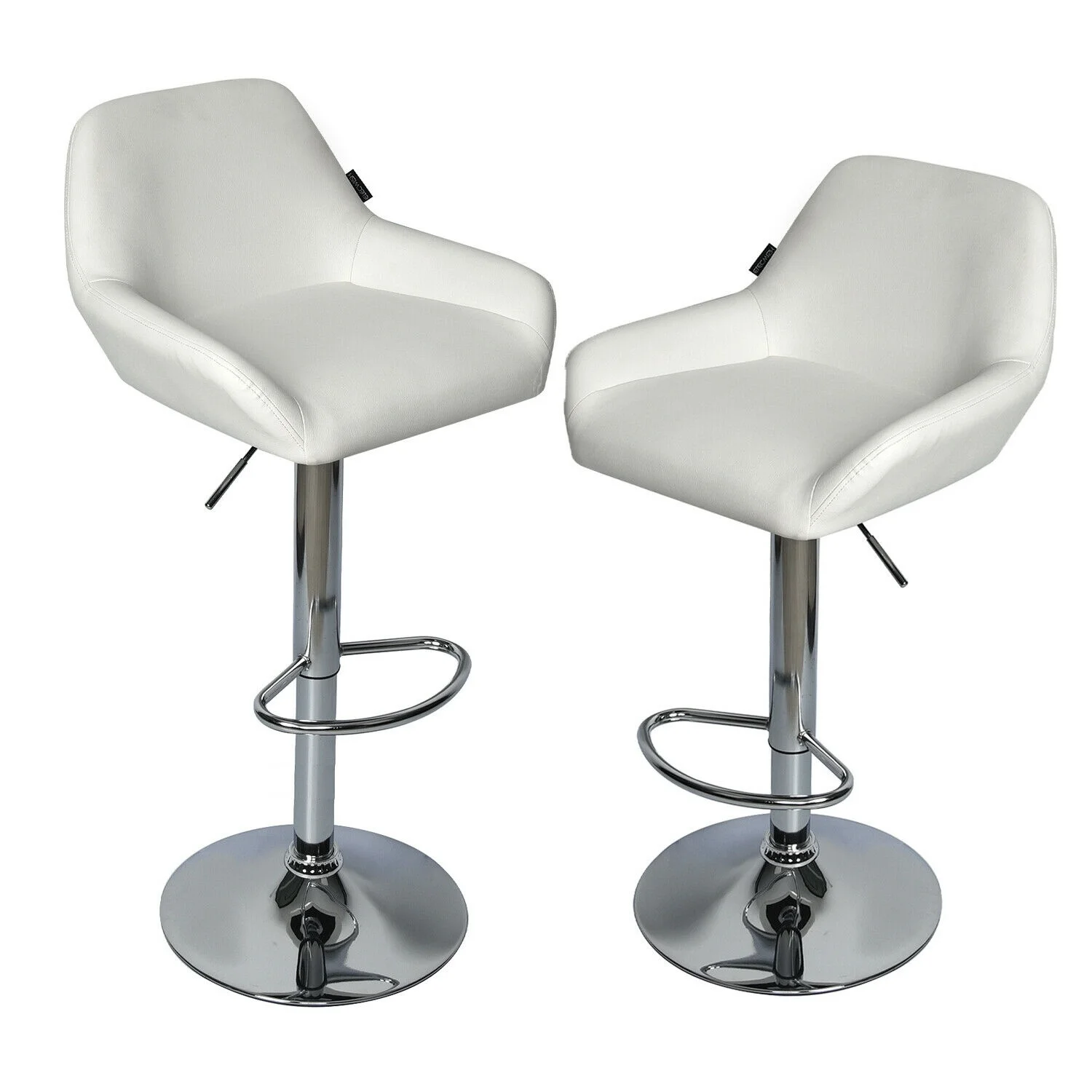 

Set of 2 PU Bar Stools Leather Swivel Chair Height Adjustable Pub Counter Seat