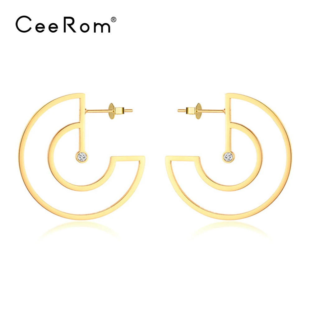 CeeRom модные круглые серьги-кольца, серьги золотистого цвета из нержавеющей стали, большие кольца, серьги для женщин, ювелирные изделия Brinco