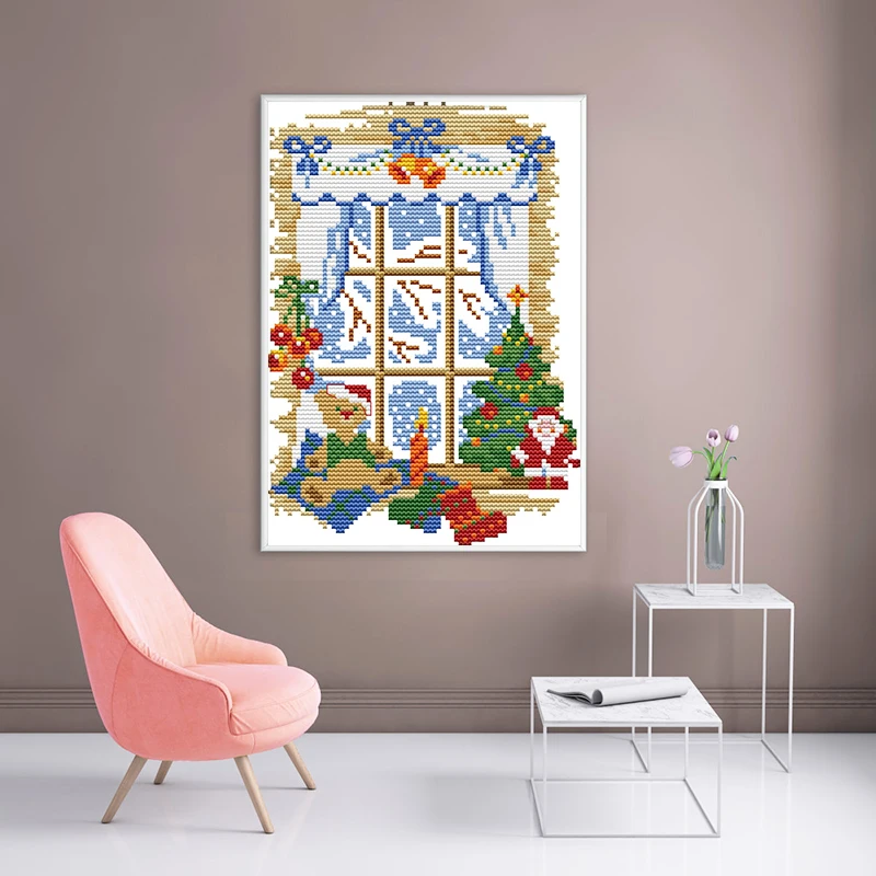 Joy Sunday Christmas штампованные Наборы для вышивания крестиком 14CT 11CT Aida тканевый Набор для вышивания Печатный холст для вышивания крестиком рукоделие