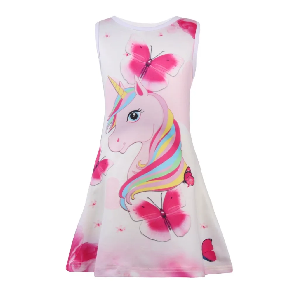 Baby Girls Unicorn Party Dress Kids Sleeveless Knee-Length Dress For Girl Girl Soft Milksilk Cosplay Clothes Pink Kids Dresses best Dresses