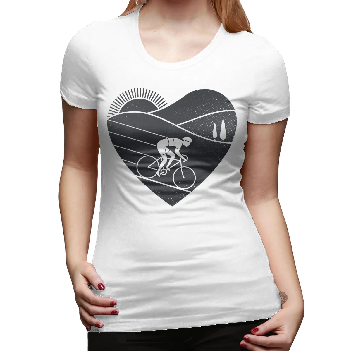 

Road Trip T-Shirt Love Cycling T Shirt O Neck Short Sleeve Women tshirt Cotton White Large Ladies Tee Shirt