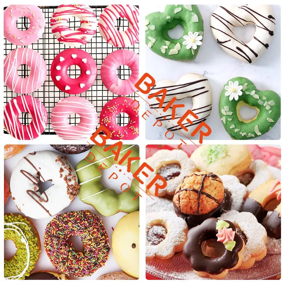 BAKER DEPOT силиконовая формочка для пончиков для торта, кондитерские изделия, большая форма для пончиков, 4 полости, инструмент для украшения торта, форма для хлеба, пудинга, сделай сам, на день рождения