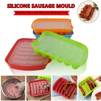 

New 1Pcs Sausage Maker Silicone Mold DIY Hot Dog Handmade ham sausage mould 6 in 1 Kitchen Making and Refrigerated Hot Dog tool