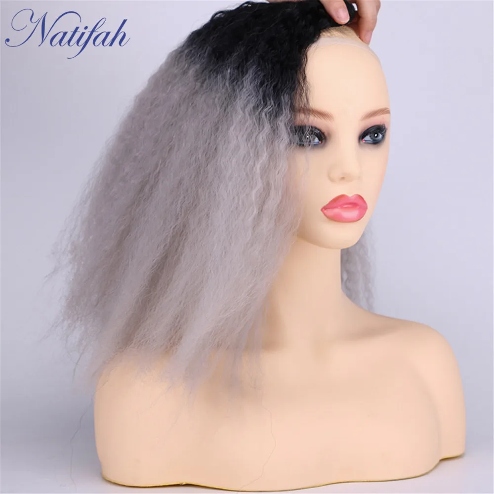 Natifah кудрявые прямые волосы, пряди Brazilian16-20 дюймов, черные и золотые двухцветные синтетические волосы, парики для черных женщин - Цвет: T10906