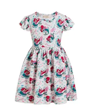 

Fashionable Baby Girls Colorful Minnie Dress Cartoon Crown Castle Print Princess Minnie Dress Children Pink Clothing With Bow