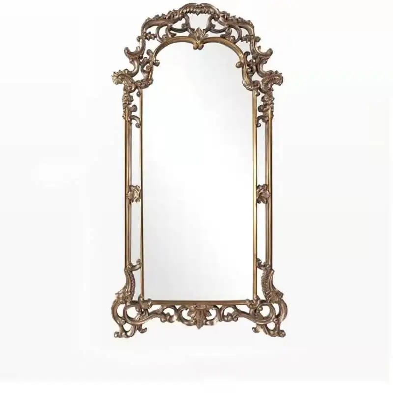 

European and American Style Villa Carved Clothes Mirror Cloakroom Light Luxury Fitting Retro Full-length Wall Hanging Flo