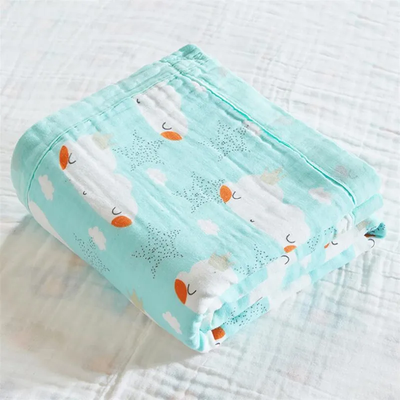 Muslin Cotton Bedding Baby Blanket 6 Layers Gauzed Cotton Kids Children Adult Sleeping Blanket For Bed 4 Large Size Optional 3